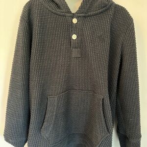 Abercrombie Boys Dark Gray Waffle Henley Hoodie — Size 5/6